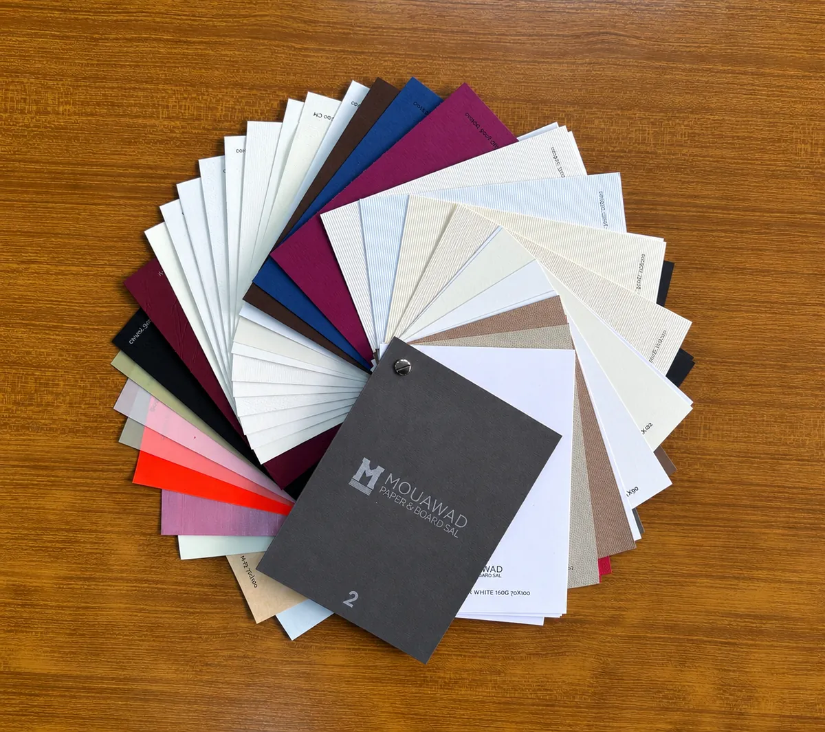 Mouawad Paper & Board swatch book, fanned out